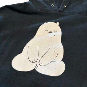 Cartoon Network We Bare Bears Ice Bear Graphic Hoodie Black Sweatshirt Mens L